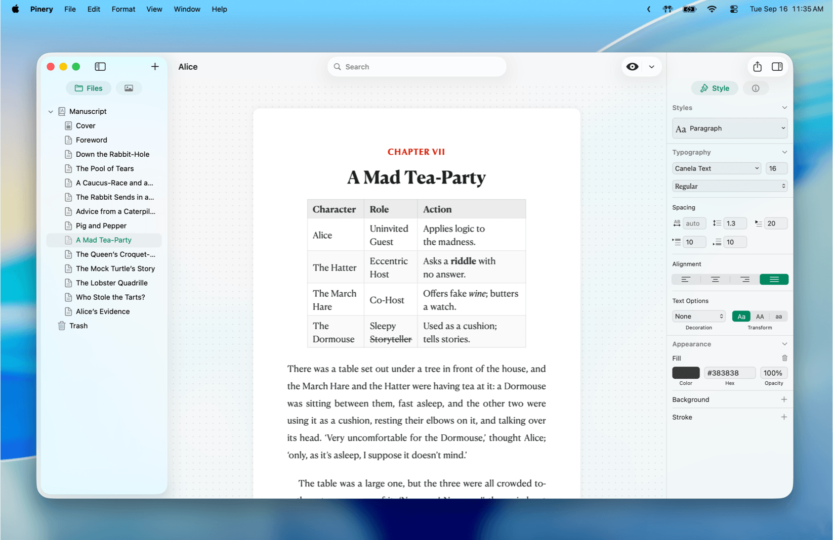 Pinery preview on macOS Tahoe