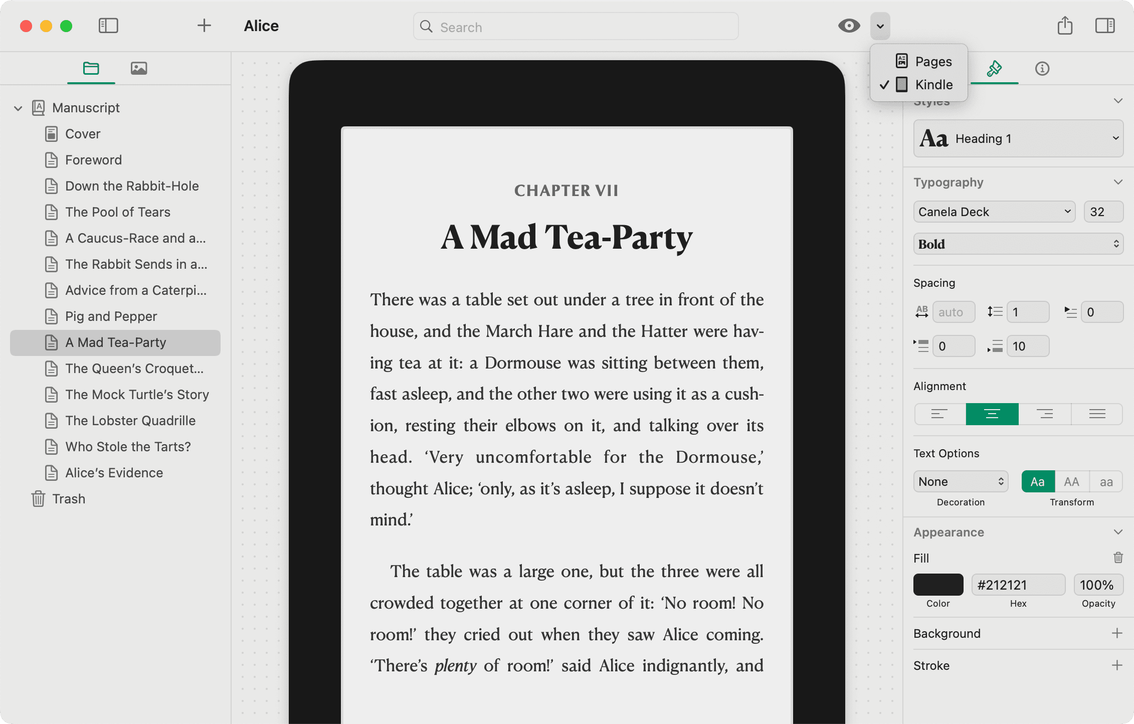 Pinery PDF preview and design mode