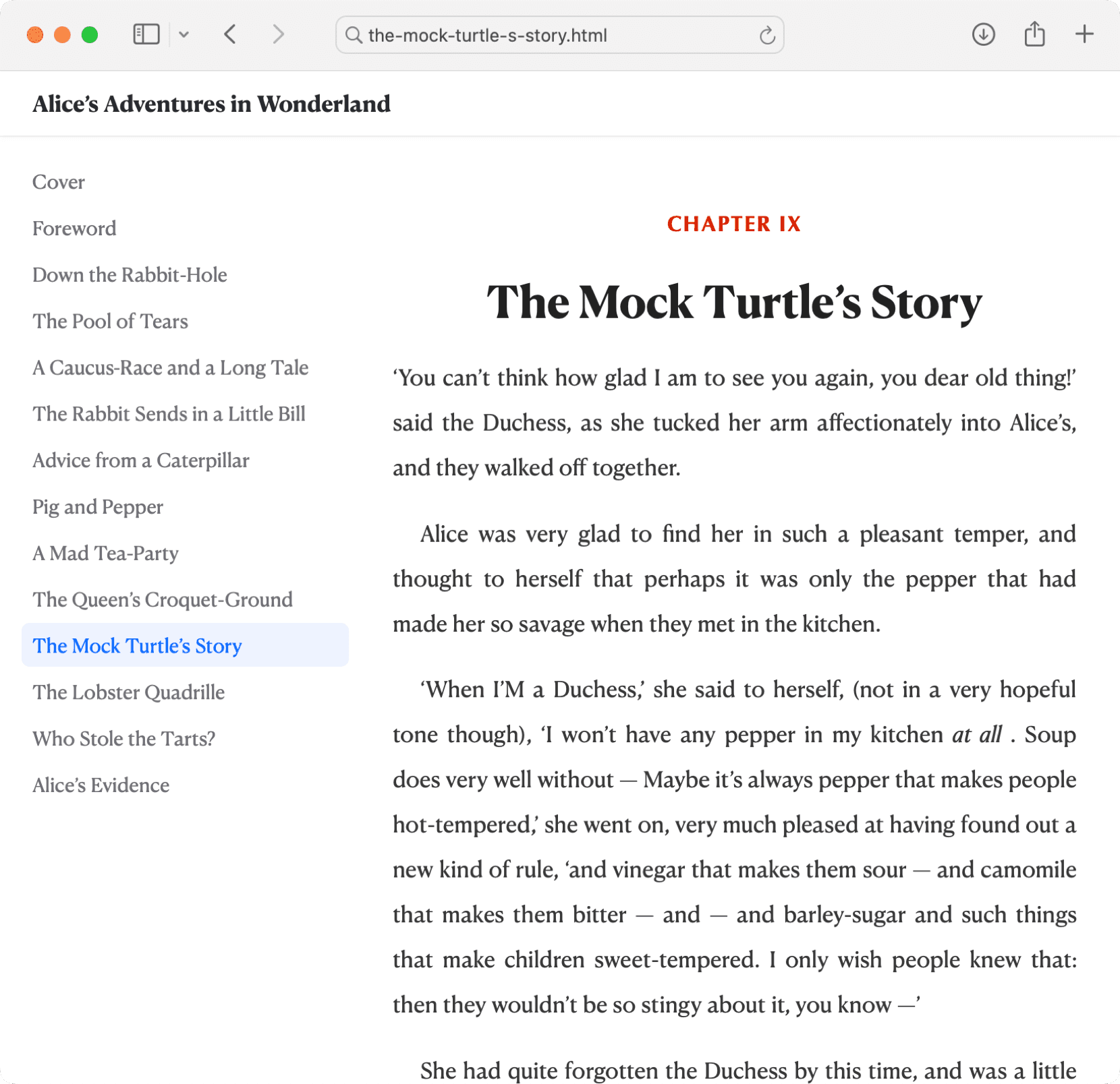 Exported HTML preview on Safari